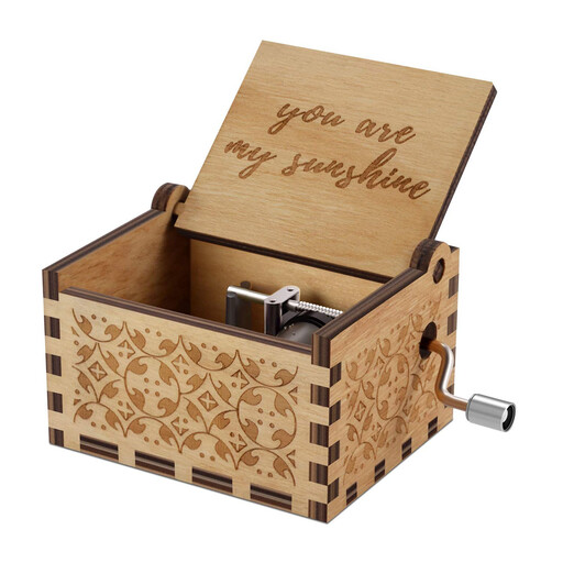 Alphynix "You Are My Sunshine" Hand-Cranked Wooden Music Box