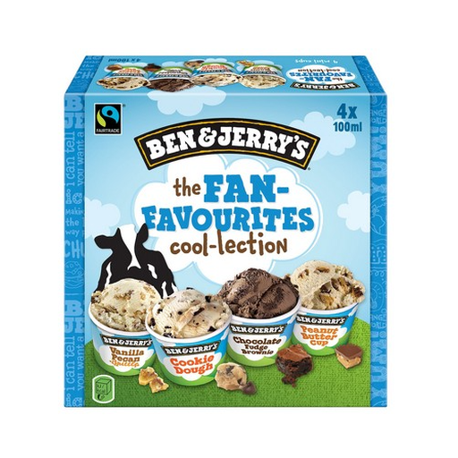 BEN & JERRY'S Fan Favourites Mini Ice Cream Cups 4x100 ml