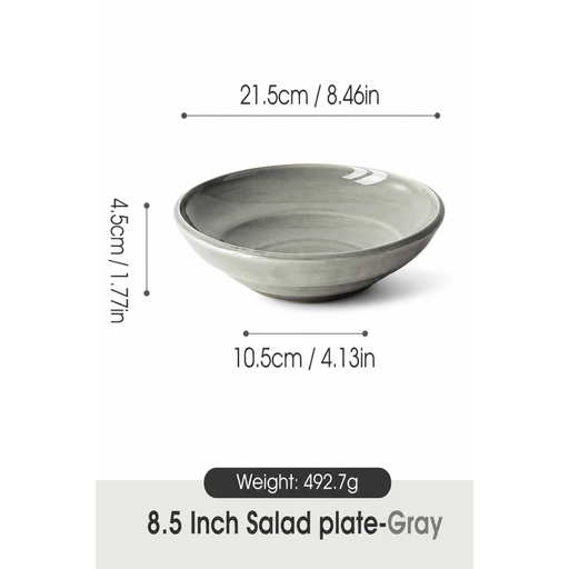 JIWOO Zen 8.5" Soup Plate in Glossy Grey