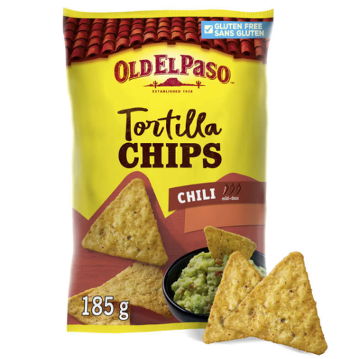 Old El Paso Crunchy chilli flavour tortilla chips, 185 g bag