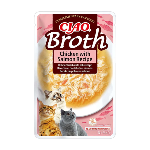 INABA Broth Chicken with Salmon Recipe.For Cat