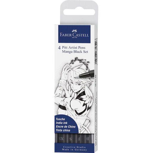 Faber-Castell Pitt Artist India Ink Pen, Wallet of 4