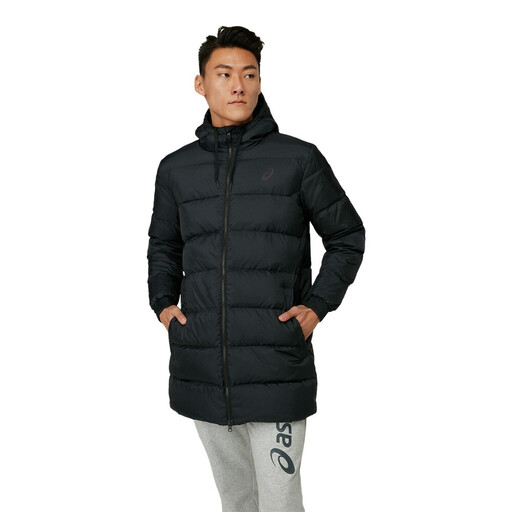 ASICS Down Long Puffer Jacket in Schwarz
