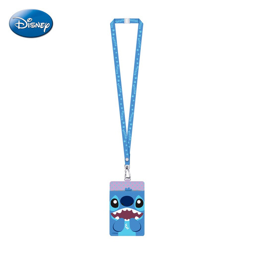 1pc Disney Stitch Lanyard & Card Holder Officially Licensed Cute Grinning Stitch Pink Polka Dot Movies Anime Peripheral Stitch-Themed ID Case Accessory Gift