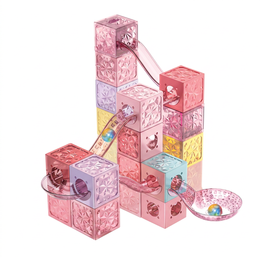 XINQIYUAN 28-Piece Magnetic Tiles Dreamy Pink Castle