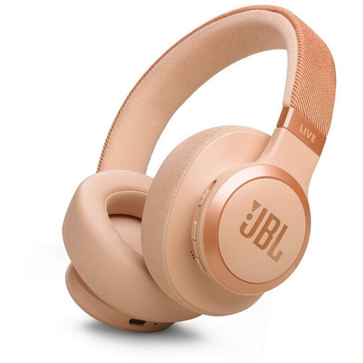 JBL LIVE 770NC, Wireless Over-Ear Noise-Cancelling Headphones with Mic, Sandstone