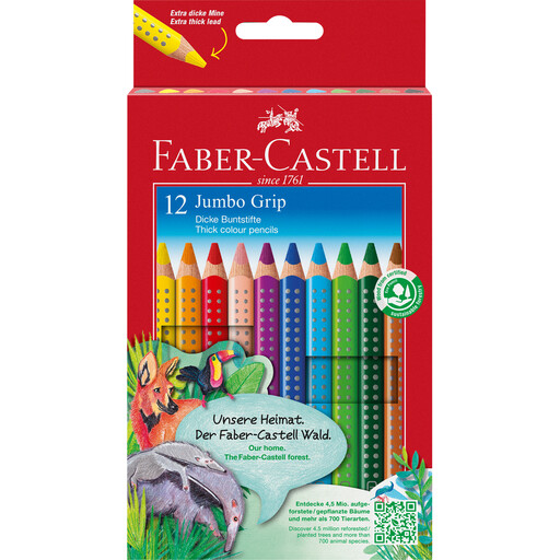 Faber-Castell Jumbo Grip Coloured Pencils, set of 12