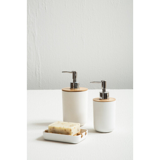 Maison by Premier Subtle White Lotion Dispenser With Bamboo Fibre Body