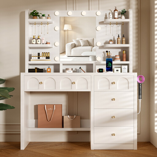 Bureau de Maquillage GTIMEX avec Miroir et Éclairage LED