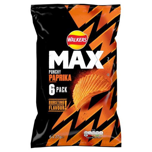 Walkers Max Paprika, 6 × 27g