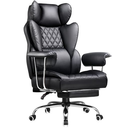 GTPLAYER Gaming Chair with Footrest, Executive Office Desk Chair Ergonomic Heavy Duty High Back Lumbar Support Home Recliner Swivel Computer Chair, Black