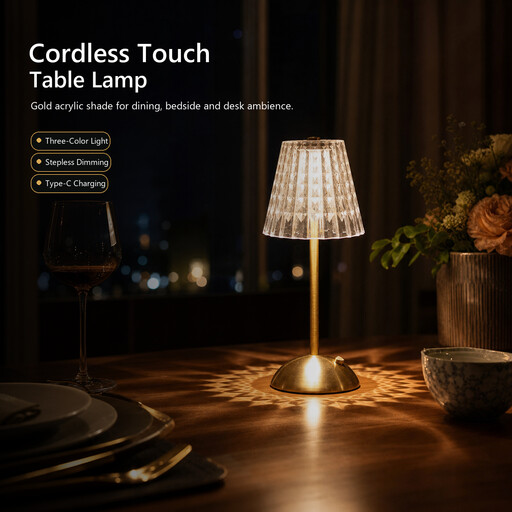 LED Tischlampe Kabellos, 3 Farben LED Dimmbare Nachttischlampe
