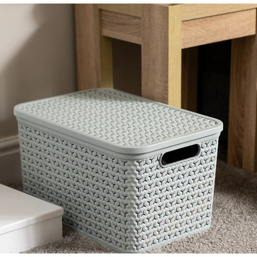 Strata Urban Storage Basket & Lid 42L Cool Grey