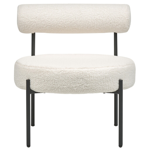 Beliani Retro White Boucle Accent Chair Alpha with Black Metal Legs (66cm)