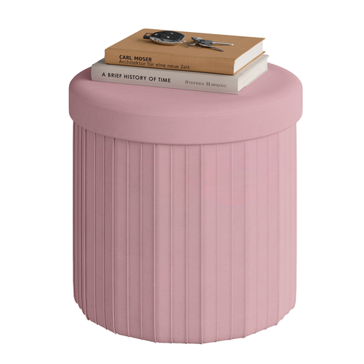 WOLTU Storage Pouf, Round, Light Pink