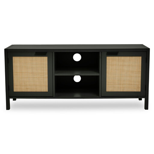 Interiors by Premier TV Unit Sherman Black/Rattan L:120cm