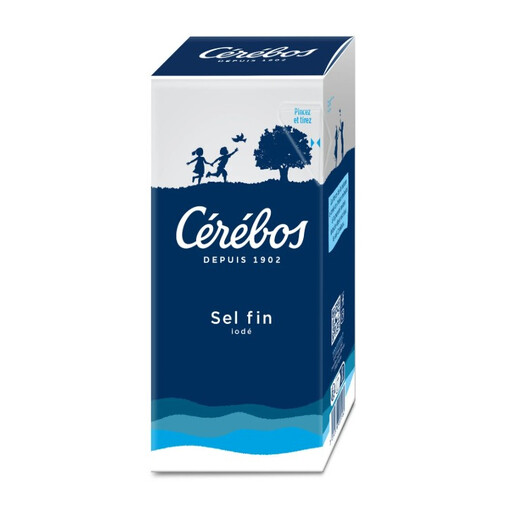 Sel fin iodé Cérébos en boîte métallique de 500 g