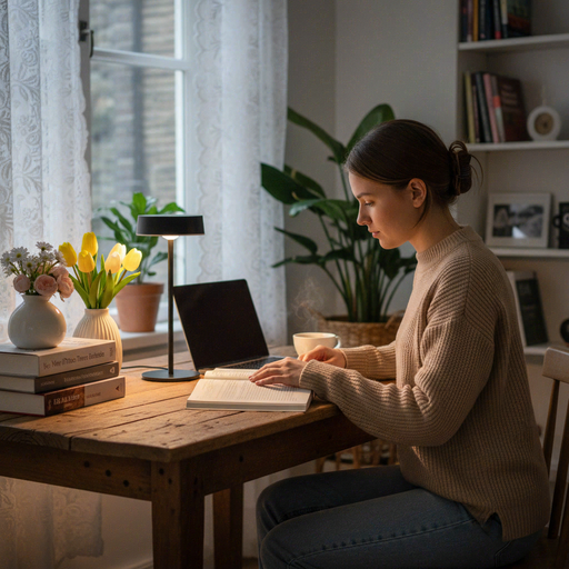 Cordless Table Lamp with Solar Power and USB-C