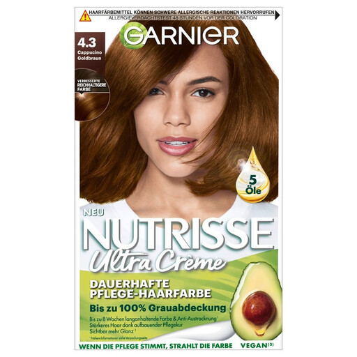 GARNIER Nutrisse Creme Care Hair Color 43 Cappuccino Golden Brown