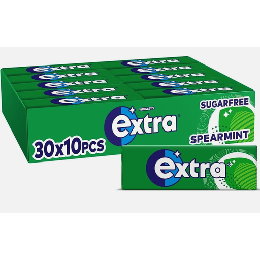 Wrigley Extra Sugar Free Spearmint Chewing Gum, 10 pieces × 30 packs