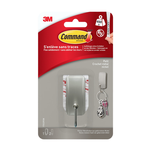 Command Metal Deco Hook in Nickel