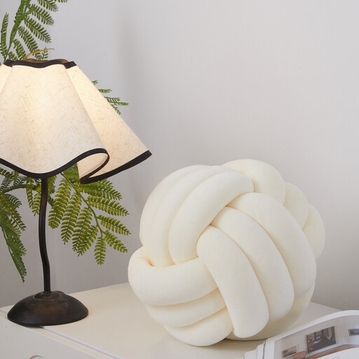 MEROPE, Polyester/Spandex Knot Cushion Ball, 28cm, ivory