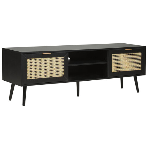 Beliani Rattan TV-Stand Black OPOCO