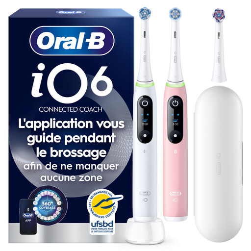 Oral-B iO6 Twin Pack rose et blanc