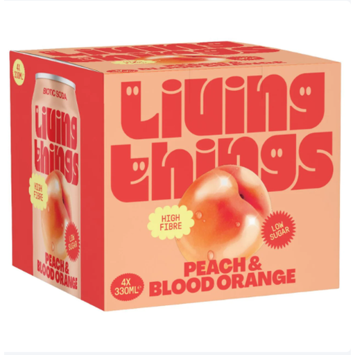 Living Things Peach & Blood Orange Soda 4x330ml