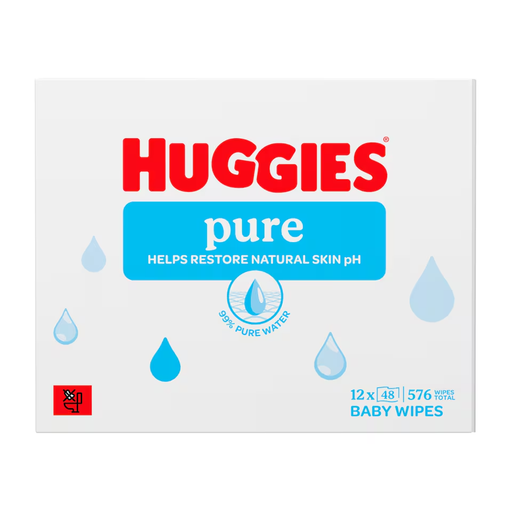 Huggies Pure Baby Wipes 12 x 48 Pack