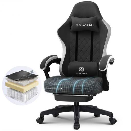 Gaming Chair Ergonomic with Fabric Surface Spring Seat Cushion and Footrest