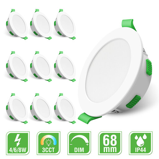 Spot LED Encastrable, 230V, Dimmable, Ultra Plat, 68mm, 3CCT, IP44
