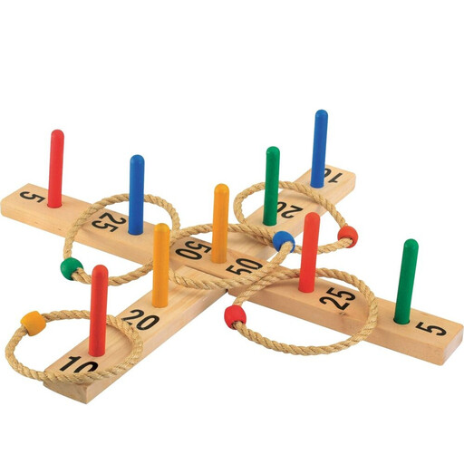 OA Wooden Ring Toss Game with 9 Pegs