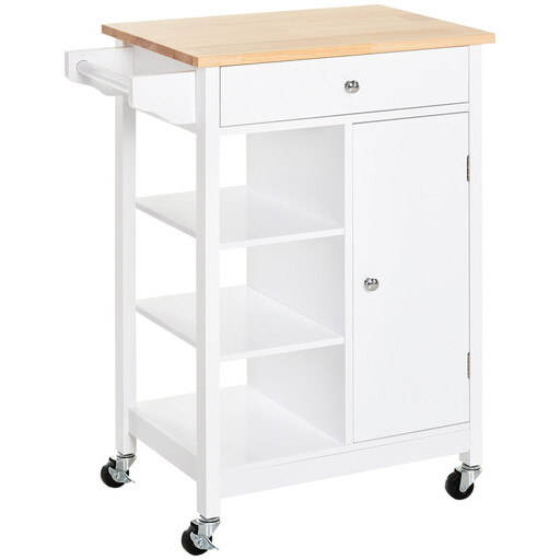 HOMCOM Kitchen Island Shelves in White/Natural