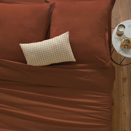 Atmosphera 2-Person Duvet Cover, 240 x 220 cm, Terracotta Cotton