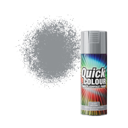 Rust-Oleum Quick Colour Multi Surface Spray Paint Silver Metallic