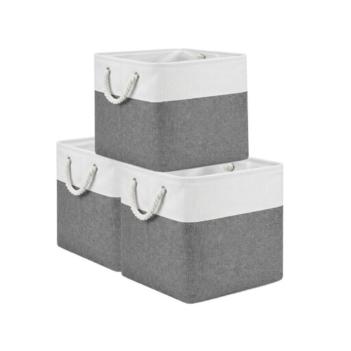 Foldable Fabric Storage Bins with Rope Handles