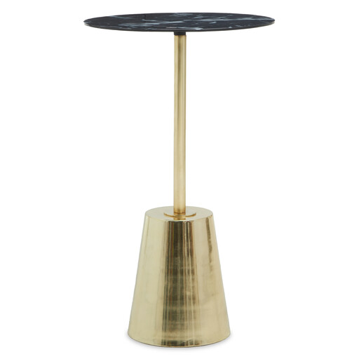Interiors by Premier Side Table Avola Gold Finish/Black Marble Effect Top