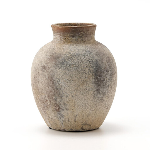 Rustic Ceramic Flower Vase - 15cm (Grey)