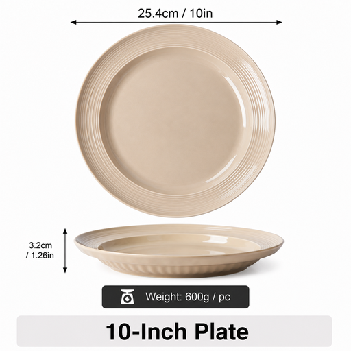 JIWOO Light Stream 10" Plate Glossy Glazed Brown 1 PCS
