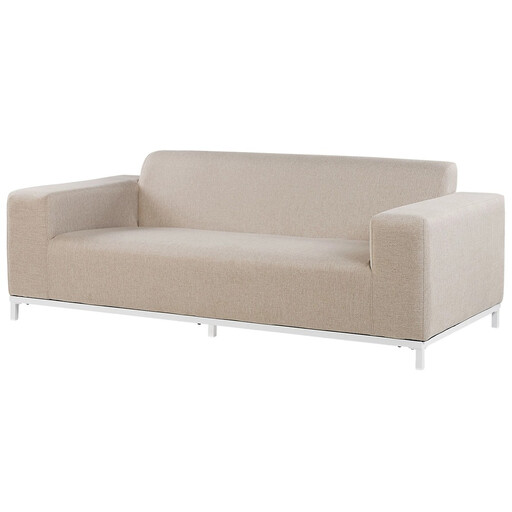 Beliani 3-Sitzer Premium Gartensofa ROVIGO in Beige mit weißen Beinen