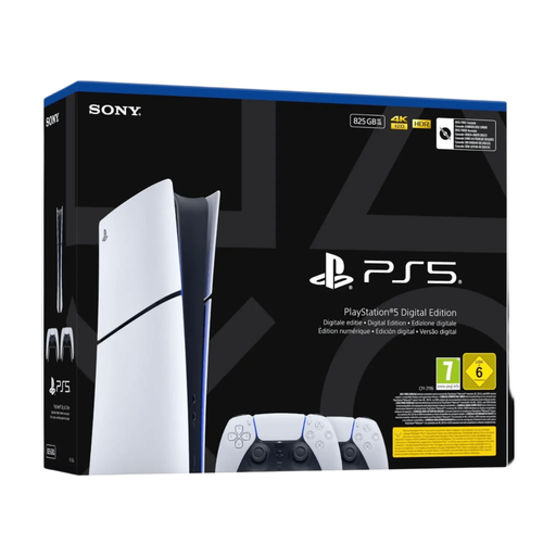 PlayStation 5 825GB Slim Digital Edition Console + 2 DualSense Controllers White