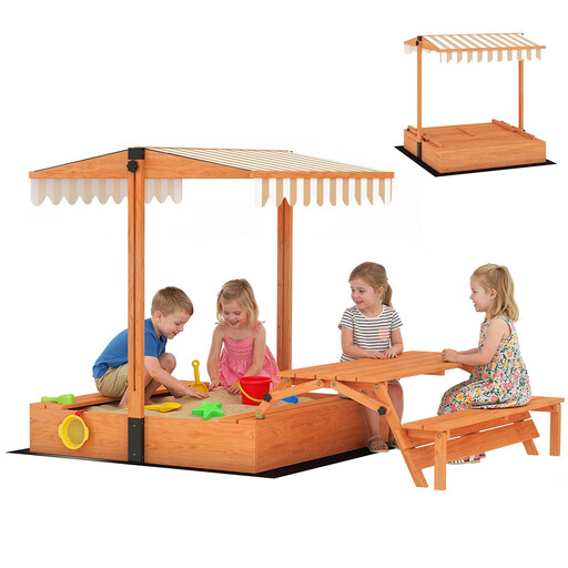 AIYAPLAY Kids Sand Pit with Lid and Canopy