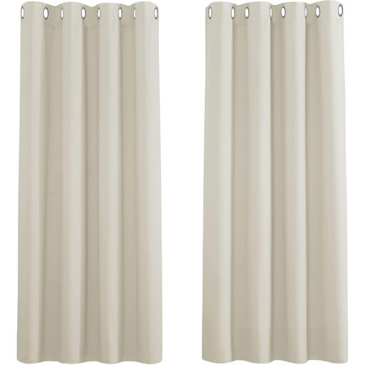 PONY DANCE Eyelet Thermal Curtains, W 46 x L 54 inches, 2 Panels, Light Beige