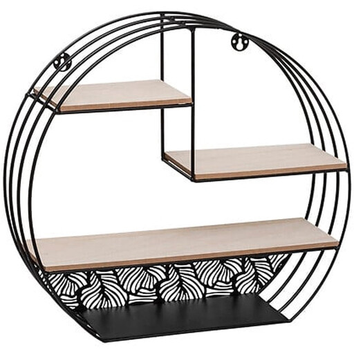 Atmosphera Mirna 墙面置物架 - 黑色金属与木质，39 x 10 x 36 厘米