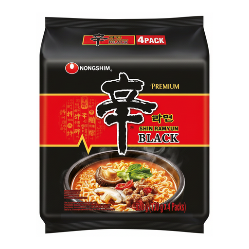 Nongshim Shin Ramyun Black (Multi), 4 × 130 g pack