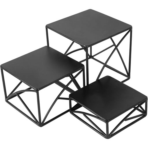 MyGift 3er-Set Food Display Risers in Mattschwarz
