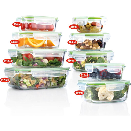Alpina 18-piece set of glass food storage containers