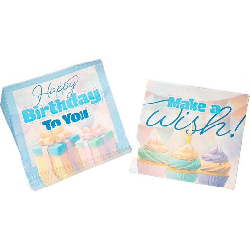Birthday Paper Napkins, 3-Ply, 20 Count, Assorted Colours, for Party Table Decor for Parties
