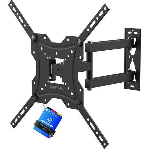 Grifema Swivel TV Wall Bracket for 26-55 Inch, Up to 30kg, Tilt Extendable TV Wall Mount for Flat and Curved Screens, Max VESA 400x400mm